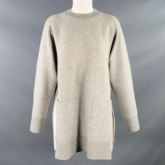 PROENZA SCHOULER XS Heather Grey Cashmere Blend Crew Neck Large Pockets Pullover - Picture 1 of 12